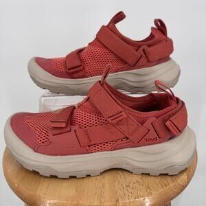 Teva Shoes Womens 7 Red Coral Strappy Sandals Mesh Hook & Loop Hiking 1141031